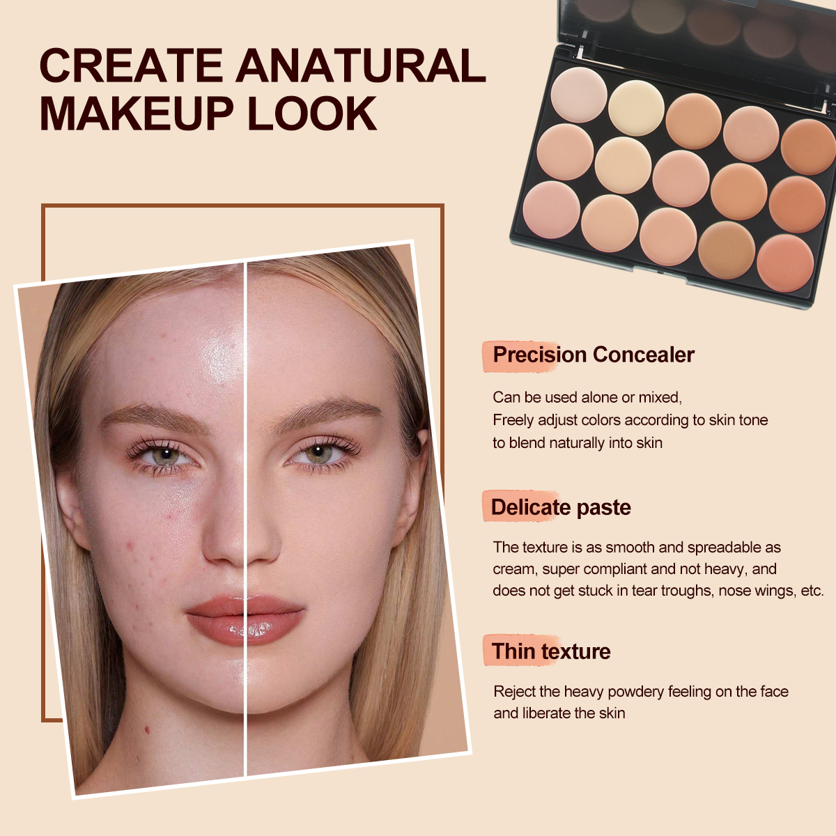 15 Colors Face Concealer Camou - đánh giá và giá Camo Face Paint