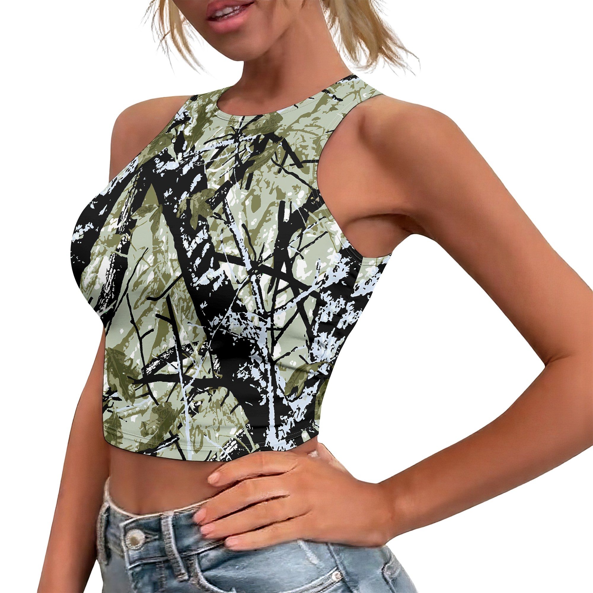 Camo Crop Top, Green Camouflag - đánh giá và giá Outdoor Hunting Outfit