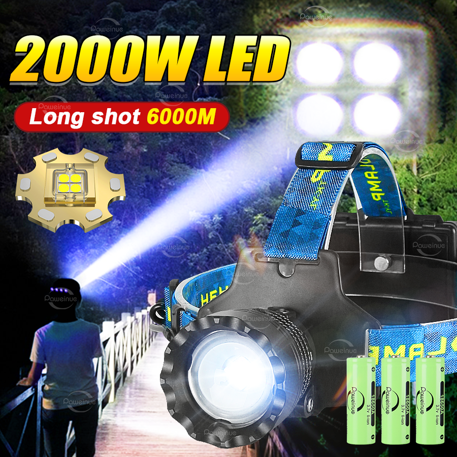 2000W Most Powerful LED Headla - đánh giá và giá Headlamp Tactical Bright