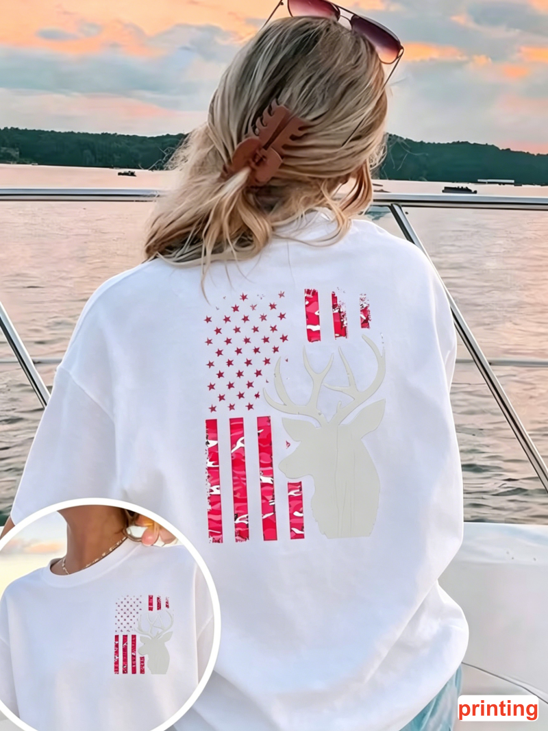 American Flag Deer Print T-shi - đánh giá và giá Outdoor Hunting Outfit