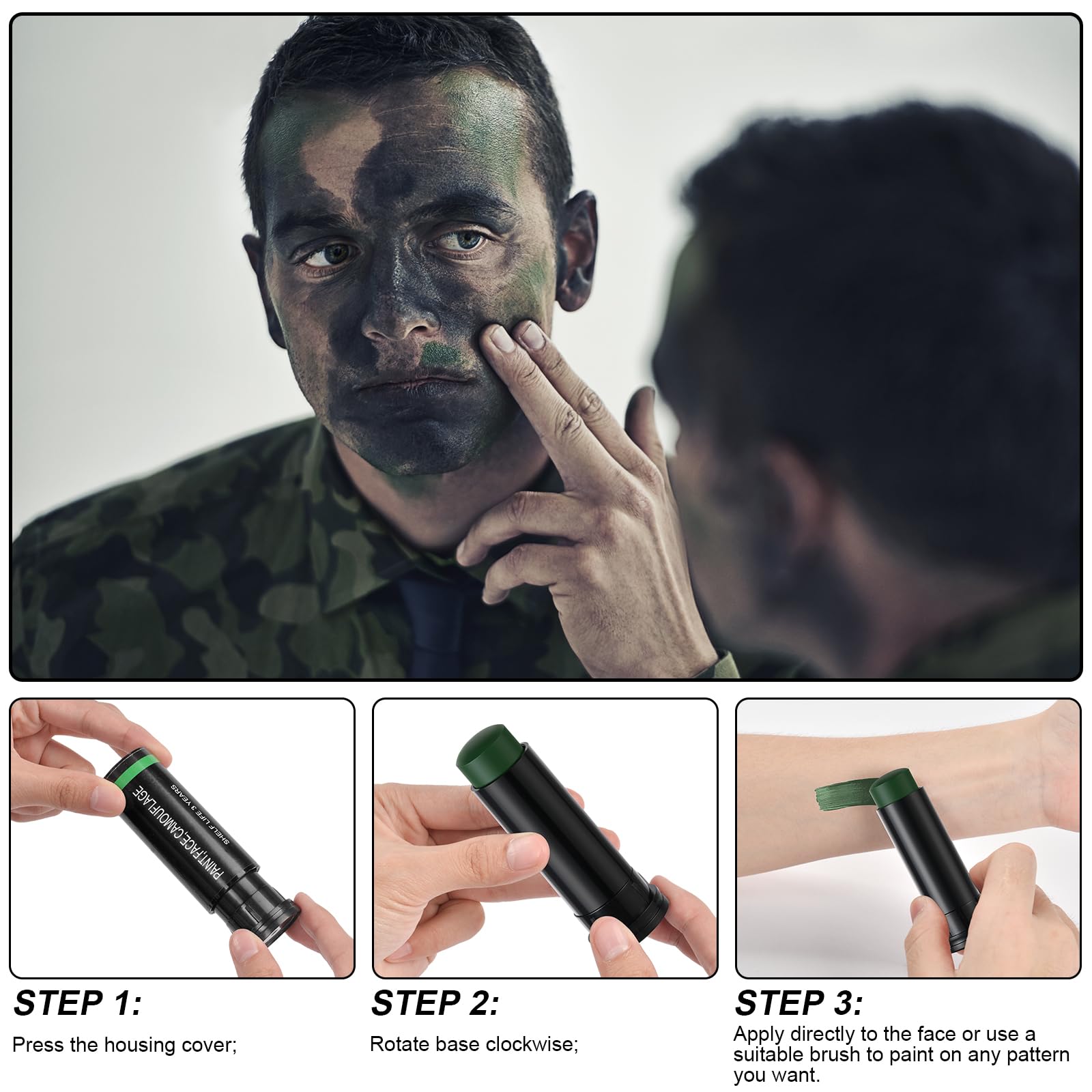 3Pcs Military Woodland Face Pa - đánh giá và giá Camo Face Paint